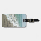 Étiquette À Bagage Deux Coeurs de sable sur la plage (Devant horizontal)