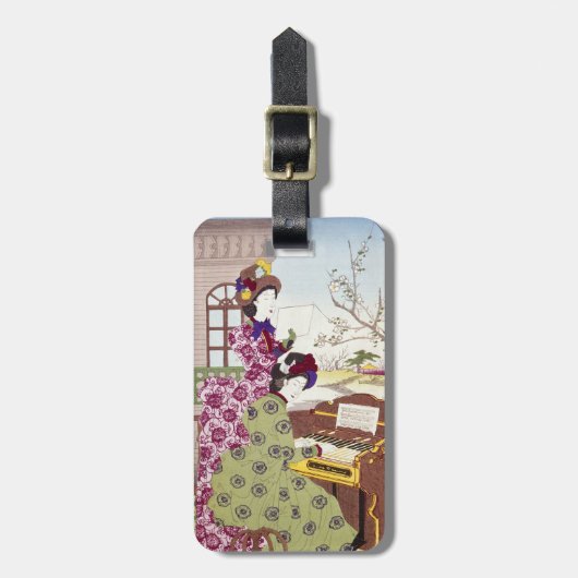 Étiquette À Bagage Deux dames japonaises, C1890 (Devant Vertical)