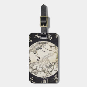 Étiquette À Bagage Deux grues et branches Katsukawa SHunsho de prune