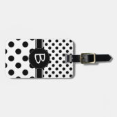 Étiquette À Bagage Deux motifs de points noirs monogramme (Devant horizontal)