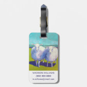 Étiquette À Bagage Deux Moutons En Champ (Dos Vertical)