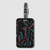 Étiquette À Bagage Deux noms couples motif monogramme bleu rose clair (Devant Vertical)