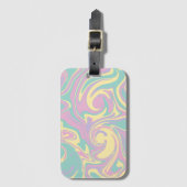 Étiquette À Bagage Déversement - rose pastel, jaune, violet et vert (Devant Vertical)