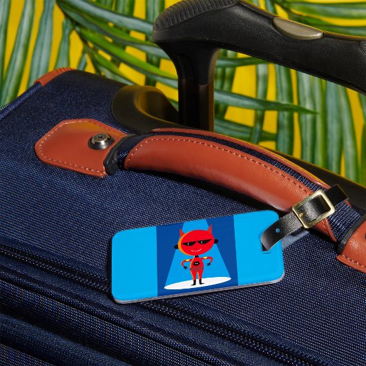 Étiquette À Bagage Devil Superhero caractère gras rouge et bleu