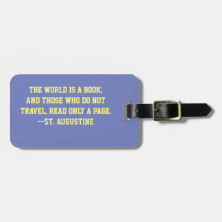 ÉTIQUETTE À BAGAGE DEVIS DE VOYAGE. "LE MONDE EST UN LIVRE. . . " CUS