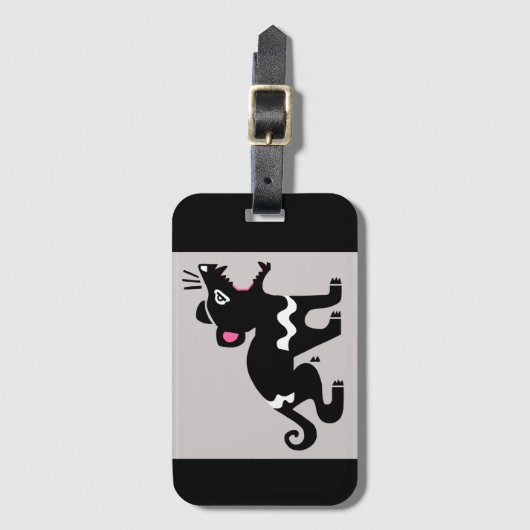 Étiquette À Bagage DIABLE Tasmanien Graphique - Faune - Noir (Devant Vertical)