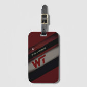 Étiquette À Bagage Diagonal Stripes cool Monogramme rouge foncé (Devant Vertical)