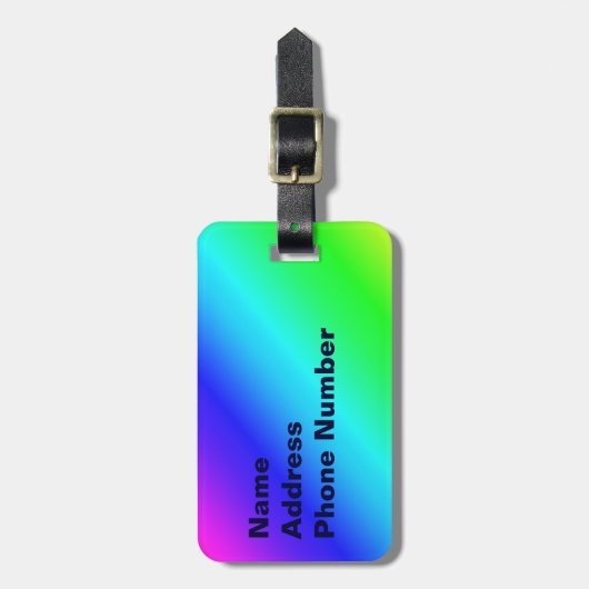 Étiquette À Bagage Diagonale arc-en-ciel bleu à vert (Devant Vertical)