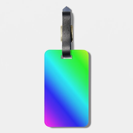 Étiquette À Bagage Diagonale arc-en-ciel bleu à vert (Dos Vertical)