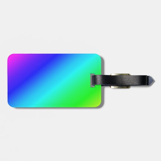 Étiquette À Bagage Diagonale arc-en-ciel bleu à vert (Dos horizontal)