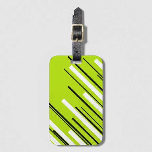 Étiquette À Bagage Diagonales - Vert citron vert (Devant Vertical)