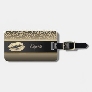 Étiquette À Bagage Diamants dorés élégants - Lèvre scintillante - Per