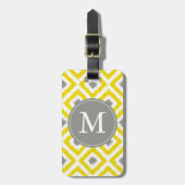 Étiquette À Bagage Diamants gris jaune monogramme Motif Ikat (Devant Vertical)