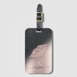 Étiquette À Bagage Diamants Lèvres Paillettes Ombre Rose Gold