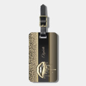 Étiquette À Bagage Diamants Or Élégants, Lèvres À Déchets Métalliques (Devant Vertical)