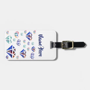 Étiquette À Bagage Diamonds Aquarelle Luggae personnalisée Tags