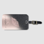 Étiquette À Bagage Diamonds Lips Parties scintillant Ombre Rose Gold (Devant Horizontal)