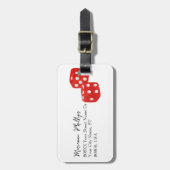 Étiquette À Bagage Dice Red Parties scintillant Casino (Devant Vertical)