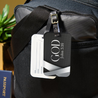 Étiquette À Bagage DIEU | John 3:16 Avec Arrière - plan métallique au