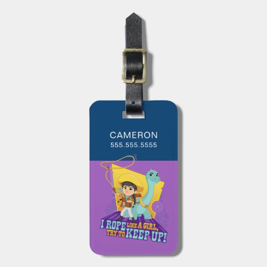 Étiquette À Bagage Dino Ranch | Min et Clover (Devant Vertical)