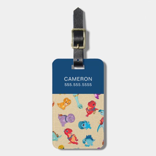 Étiquette À Bagage Dino Ranch | Un Motif d'aventure Dinosaur (Devant Vertical)