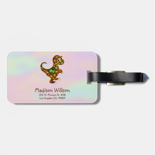 Étiquette À Bagage Dinosaure bébé doux (Dos horizontal)