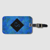 Étiquette À Bagage Dinosaure Bleu Personnalisé Caché (Devant Horizontal)