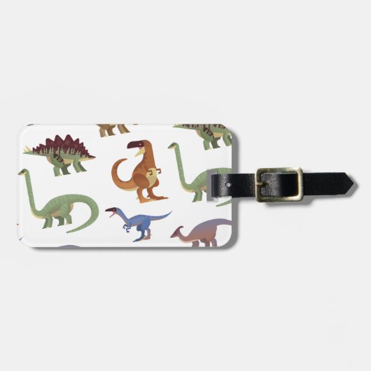 Étiquette À Bagage dinosaure de bande dessinée de dino Motif (Devant horizontal)