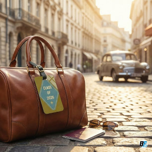 Étiquette À Bagage Diplômé de la promotion 2026 Or Rétro et Étoile de