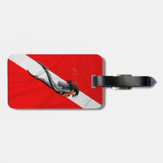 Étiquette À Bagage Diver Et Drapeau De Plongée (Dos horizontal)