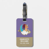 Étiquette À Bagage Divine la licorne | Lune et nuages (Dos Vertical)