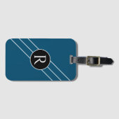 Étiquette À Bagage do-it-yourself Lignes Cercles Monogrammes Blancs,  (Devant Horizontal)