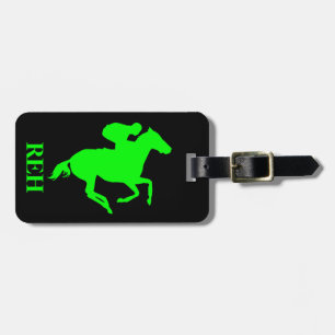 Étiquette À Bagage do-it-yourself Monogram Lime Green Race Cheval/N'i