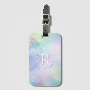 Étiquette À Bagage do-it-yourself Monogramme blanc 3D en cercle, verr