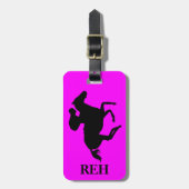 Étiquette À Bagage do-it-yourself Monogramme Cheval de Course Noire s (Devant Vertical)