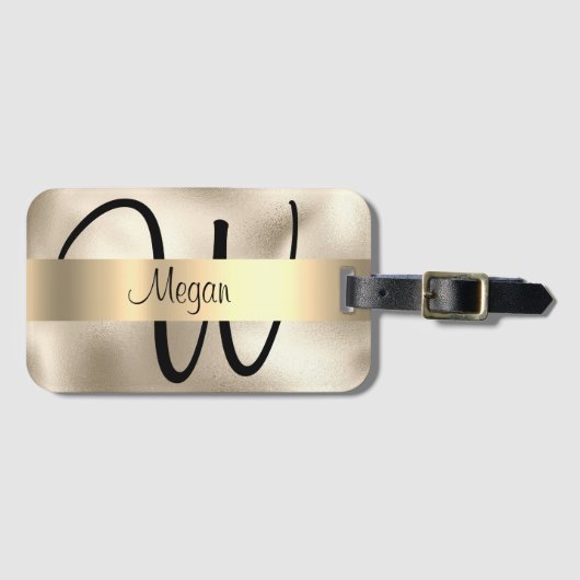 Étiquette À Bagage do-it-yourself Name/Lg.Monogram Script Blk. Texte  (Devant Horizontal)