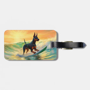 Étiquette À Bagage Doberman Beach Surf Peinture