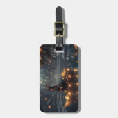 Étiquette À Bagage Doberman Christmas Festive Voyage (Devant Vertical)