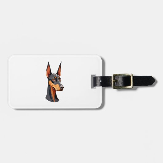 Étiquette À Bagage Doberman de l'oreille naturelle (Devant horizontal)