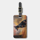 Étiquette À Bagage Doberman en automne Feuilles automne Inspire (Devant Vertical)