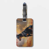 Étiquette À Bagage Doberman en automne Feuilles automne Inspire (Dos Vertical)