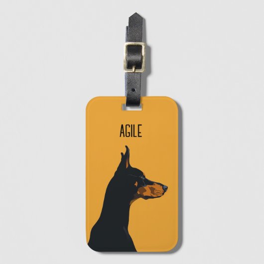 Étiquette À Bagage Doberman jaune (Devant Vertical)