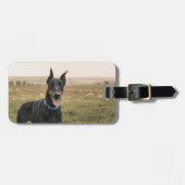 Étiquette À Bagage Doberman Pinscher En Champ (Devant horizontal)