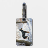 Étiquette À Bagage Doberman Pinscher Laisser Neige Noël (Dos Vertical)