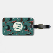 Étiquette À Bagage Dobermans rouges et noirs dans Scarves Motif d'hiv (Dos horizontal)