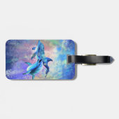 Étiquette À Bagage Dolphin Couple - Ajouter Votre Texte / Nom (Dos horizontal)