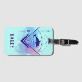 Étiquette À Bagage Dolphin géométrique moderne Personnalisé (Devant Horizontal)