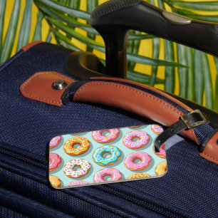 Étiquette À Bagage Donuts à la crème délicieux bleus