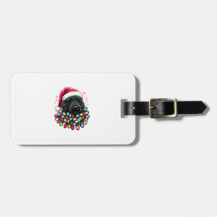 Étiquette À Bagage Doodle noir Labradoodle Noël Arbre de Noël Lumière