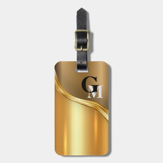 Étiquette À Bagage D'or moderne personnalisé de sembler de luxe (Devant Vertical)